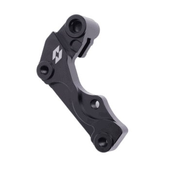 Grand Prix Racewear front brake disc bracket for 270mm oversize floating disc, black anodised aluminium, lightweight and durable motorcycle part.