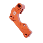 Orange Grand Prix racing part with mounting holes, designed for high-performance motorsport applications.