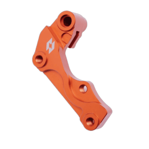 Orange Grand Prix racing part with mounting holes, designed for high-performance motorsport applications.
