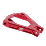 Red lightweight racing car tow hook with GPR Direct branding for motorsport safety and recovery.