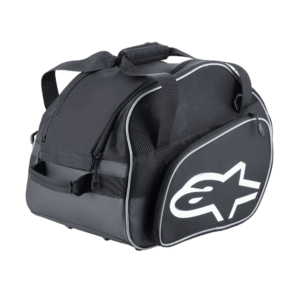 Black and grey Grand Prix Racewear sports bag with Alpinestars logo, ideal for motorsport enthusiasts and racers.