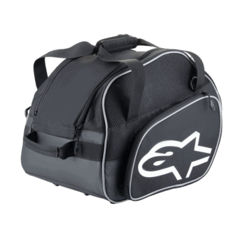 Black and grey Grand Prix Racewear sports bag with Alpinestars logo, ideal for motorsport enthusiasts and racers.