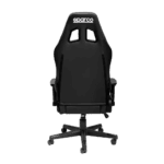 Black Sparco racing seat with high back and cutouts, designed for motorsport safety and comfort.