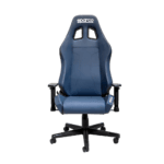 Sparco racing seat in blue with black base, designed for motorsport safety and comfort, ideal for race car drivers and enthusiasts.