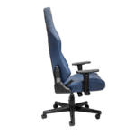 Ergonomic blue racing-style office chair with adjustable armrests and high back support, ideal for gaming and professional work environments.