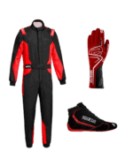 Sparco racing suit, gloves, and shoes from the Grand Prix Racewear collection, designed for professional motorsport safety and performance.