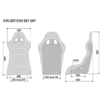 Sparco Evo QRT Sky Fibreglass Seat - Dimensions