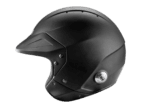 Black full-face racing helmet designed for motorsport safety and performance, featuring aerodynamic shape and secure fit.