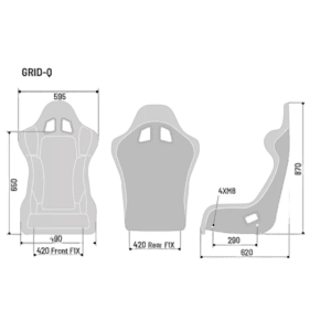 Sparco Grid Q QRT Fibreglass Sim Racing Seat - Dimensions