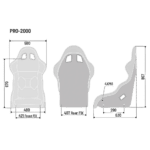 Sparco Martini Racing Pro 2000 QRT Fibreglass Seats - Dimensions