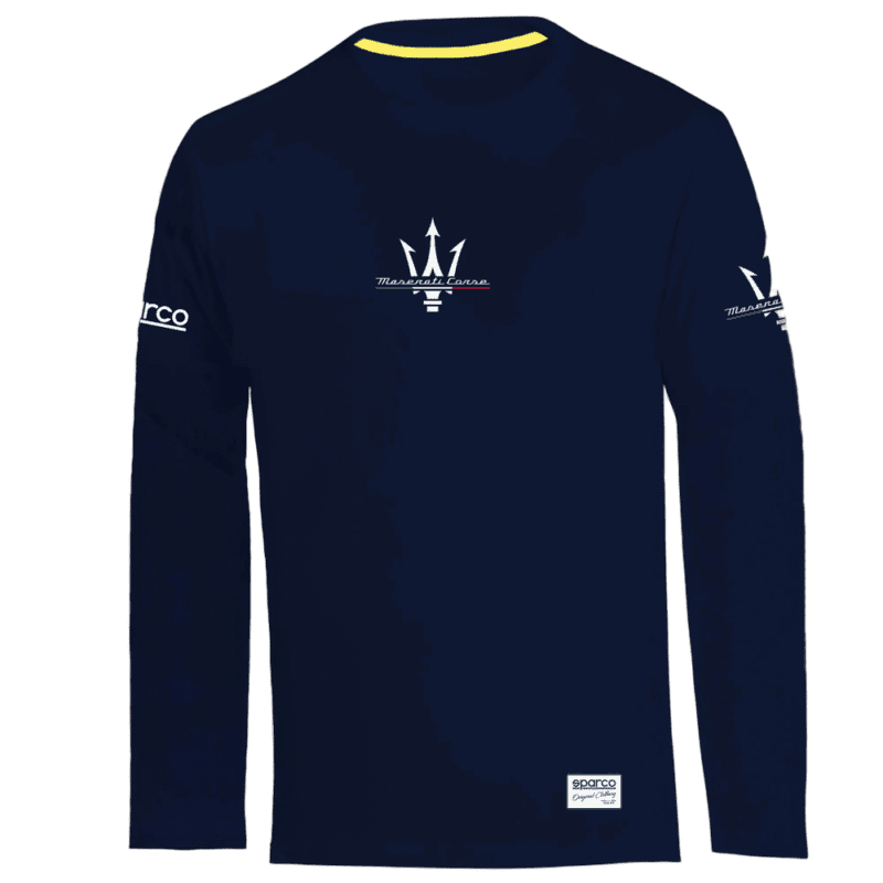 Sparco Maserati Corse Long Sleeve T-Shirt - Navy Blue