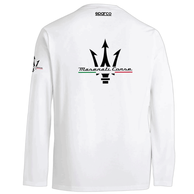 Sparco Maserati Corse Long Sleeve T-Shirt - White - Back