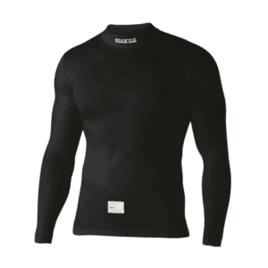 Black Sparco racing undershirt designed for motorsport drivers, featuring moisture-wicking fabric and a comfortable fit.