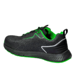 Black and green Grand Prix Racewear racing shoe with breathable mesh upper and cushioned sole for motorsport safety and comfort.