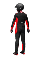 Race driver in full racing suit and helmet, ready for Grand Prix racing, showcasing professional racing gear from GPR Direct.