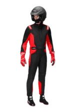 Professional racewear suit with helmet and gloves for motorsport, designed for safety and performance, suitable for Grand Prix racing.