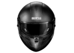 Sparco racing helmet with carbon fibre finish, designed for motorsport safety and performance.