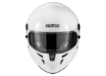 Sparco racing helmet with black visor, designed for motorsport safety and performance, ideal for racewear enthusiasts.