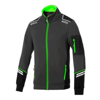 Sparco Teamwork Full Zip Tech Jacket - Alabama Grey - Fluro Green