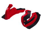 Red and black racing gloves from Grand Prix Racewear designed for motorsport safety and performance.