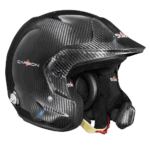 Carbon fibre racing helmet by Grand Prix Racewear with advanced safety features and aerodynamic design.