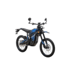 Electric off-road motorcycle with blue and black design, suitable for racing and trail riding, featuring rugged tires and advanced suspension.