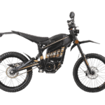 Grand Prix Racewear electric mountain bike with black and gold design, suitable for off-road riding and trail adventures.
