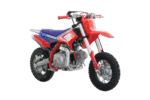 Red and blue motocross bike with Thump logo, suitable for off-road racing and dirt tracks.