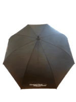 Black Grand Prix Racewear umbrella with logo, ideal for motorsport events and racing fans.