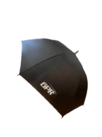 Black Grand Prix Racewear umbrella with GPR logo for motorsport events and racing fans.