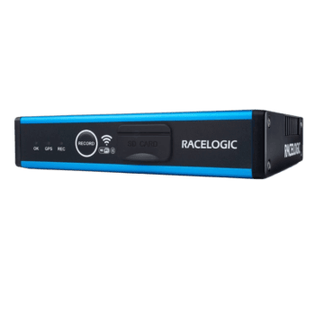 RaceLogic data logger device used in motorsport for performance analysis and telemetry recording.