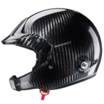 Carbon fibre racing helmet by Grand Prix Racewear, designed for motorsport safety and performance.