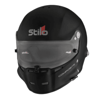 Stilo ST5 F Composite Turismo Helmet in black with clear visor, designed for racing safety and comfort.