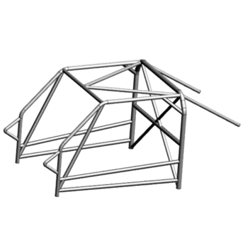 Can-Am Maverick 2014 roll cage frame made of durable metal tubing for off-road racing safety.