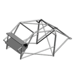 High-quality image of a welded-in Grand Prix race car roll cage for Renault Clio RS 2.0 16V, made from 25CrM04 steel, designed for safety and performance.