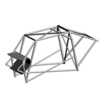 Subaru Impreza race car roll cage made from 25CrMo4 steel for safety and homologation, designed for racing and performance vehicles.