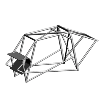 Subaru Impreza race car roll cage made from 25CrMo4 steel for safety and homologation, designed for racing and performance vehicles.