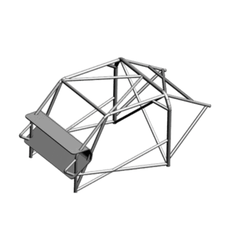 OMP ROLL CAGE for Peugeot 207 RC, lightweight steel racing roll cage for enhanced safety and chassis rigidity.