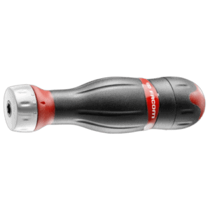 Facom PROTWIST 3 in 1 Blade Holder with ratcheting T-handle and stubby screwdriver, black and red design for professional use.