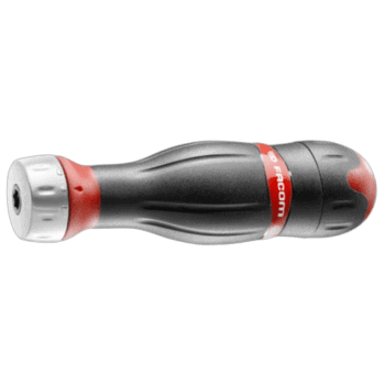 Facom PROTWIST 3 in 1 Blade Holder with ratcheting T-handle and stubby screwdriver, black and red design for professional use.