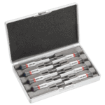 Facom Micro-Tech 8-piece replaceable blade screwdriver set with Phillips heads in a protective case.