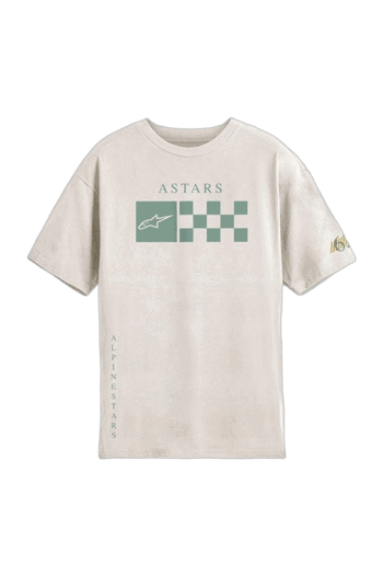 Grand Prix Racewear T-shirt featuring Astars logo and checkered design, ideal for motorsport enthusiasts and racewear fans.