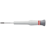 Facom AEX Micro-Tech screwdriver for Torx screws with a white handle and slim metal shaft on a black background.