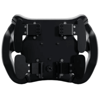 AiM Sim Racing Formula Steering Wheel mount with ergonomic grips and mounting points for racing simulation setups.