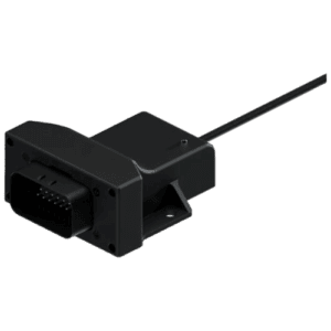 Black electronic sensor with a cable, used in motorsport safety and data collection at Grand Prix Racewear.