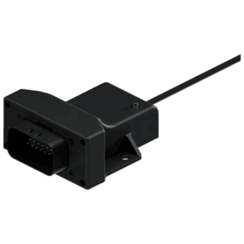 Black electronic sensor with a cable, used in motorsport safety and data collection at Grand Prix Racewear.