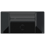 Black Grand Prix Racewear speaker with a sleek design, featuring a central control button and side speakers, ideal for racing events and motorsport environments.