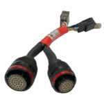 High-quality racing electrical connector with dual sockets for Grand Prix Racewear applications.