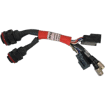 Automotive wiring harness with multiple connectors, used in racing vehicles for electrical connections.