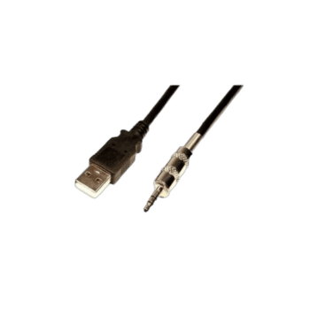 USB to audio jack adapter cable for connecting devices with different ports.